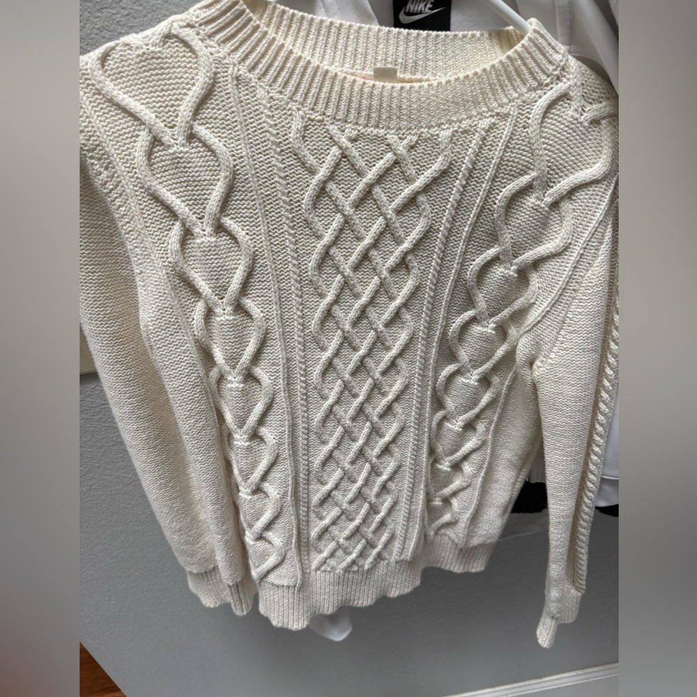 Crewcuts jcrew White Cotton cable Sweater boy sz 14